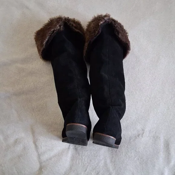 Sam Edelman Women's Size 7.5 Black Suede Orlando Faux Fur Knee High Boots - Picture 3 of 14